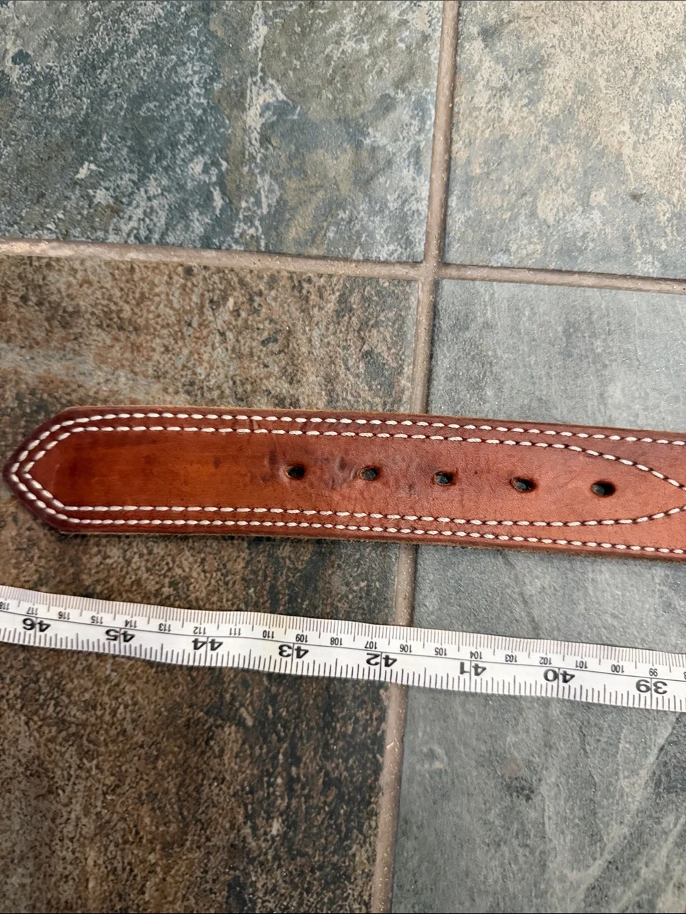 Brown Leather Men’s Adjustable Belt Strap with Contrast Stitching